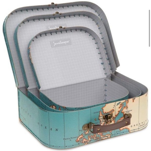 Jewelkeeper Paperboard Suitcases, Set of 3 – Vintage Decorative Storage Box - Picture 6 of 16